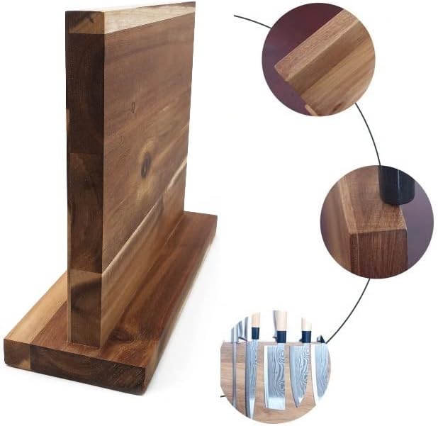 Resafy Magnetic Knife Holder,Acacia Wood Magnetic Knife Block 12 Inches,Rack Magnetic Universal Stands with Strong Enhanced Magnets Strip Protects Blades Easy to Identify Without Knifves for Kitchen