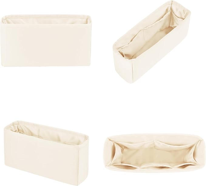 19 Bag Organizer Insert, Purse Organizer with Silky Satin Compatible with Chanel 19 Bag Maxi, Lightweight Inner Bag for Luxury Bags (Craie, Maxi36)