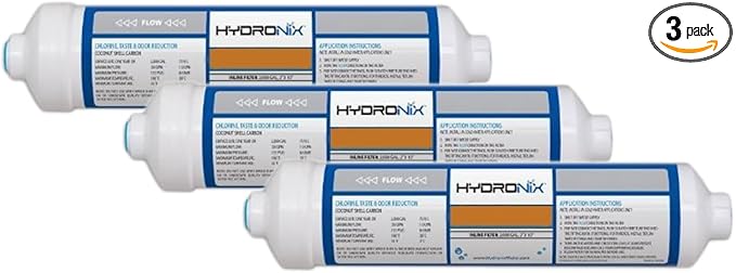 Hydronix ISF-10 Inline Sediment Water Filter for Pre Filtration, 2" x 10", 1/4" NPT Ports (Pack of 3)
