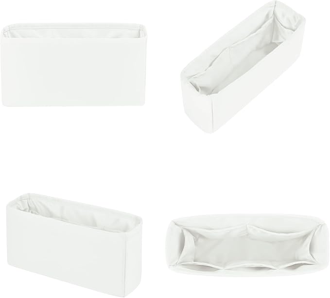 Classic Flap Bag Organizer Insert, Purse Organizer Insert Compatible with Chanel Classic Flap Small, Lightweight Purse Divider with Pockets (Blanc, CF Small)