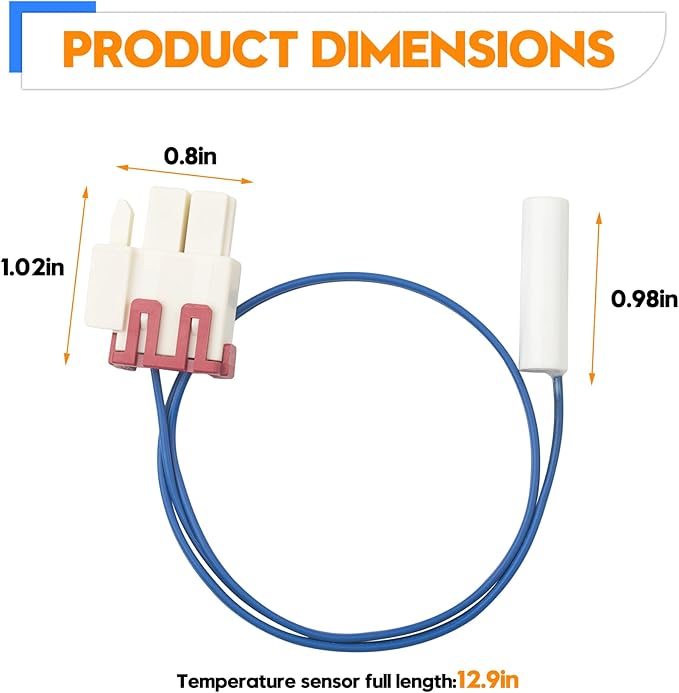 DA32-10109W Refrigerator Temperature Sensor Defrost Thermistor 13.2KΩ @ 25°C, Fit for Samsung Kenmore Maytag Refrigerator, Replaces DA32-10104F AP4136948 1668645 PS4138701