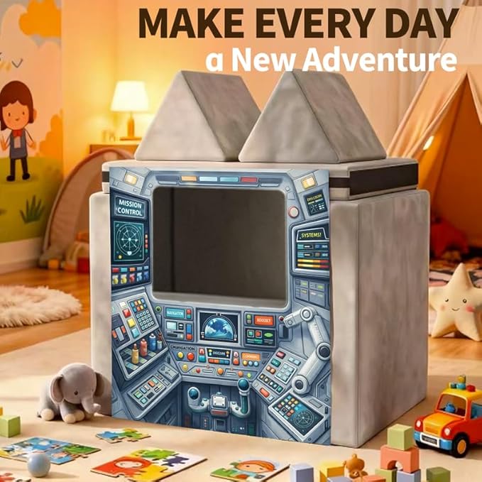 Foam Play Couch Panels - Astronaut Mission Control Theme,Soft Sofa Accessories,Modular Space Exploration Play Panels,33.5x37 Inches