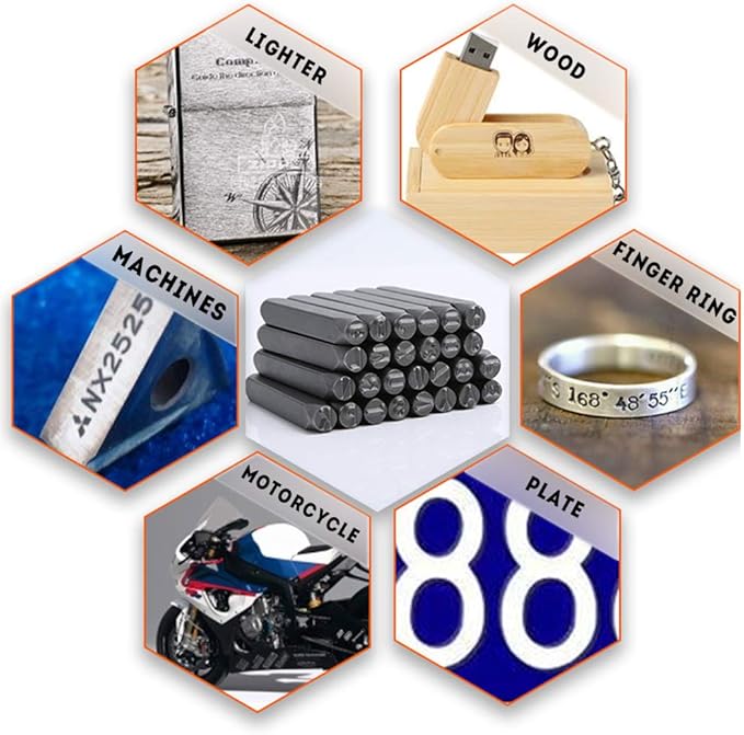 Oudtinx Number and Letter Stamp Set (36 Piece Punch Set/A-Z & 0-9) Industrial Grade Hardened Carbon Steel Metal - 1/4" (6mm) Characters - Perfect for Imprinting Metal, Wood, Plastic, Leather, More!