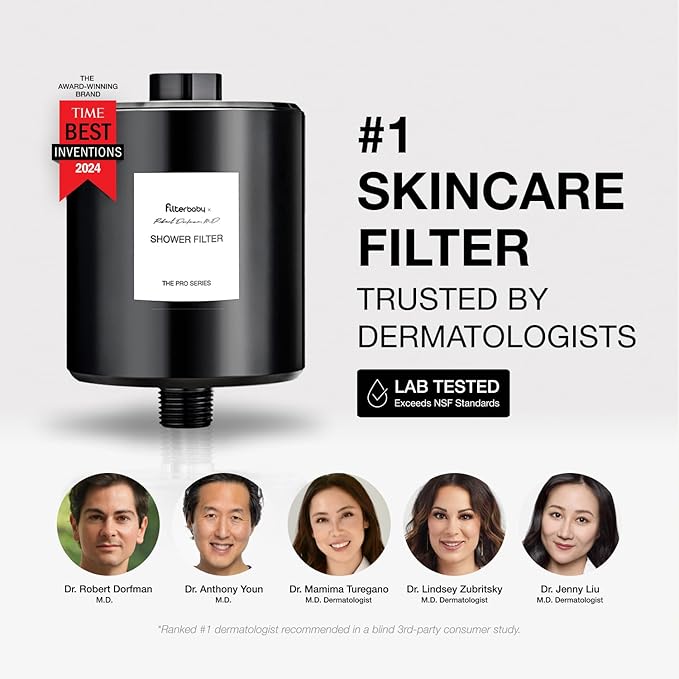 Filterbaby All-Metal Shower Filter Pro - IAPMO Certified to NSF 177 Standard, Doctor Developed, Reduces up to 99% Chlorine/Chloramine/Lead/Certain Heavy Metals, Great Water Pressure,Long Lasting,Black