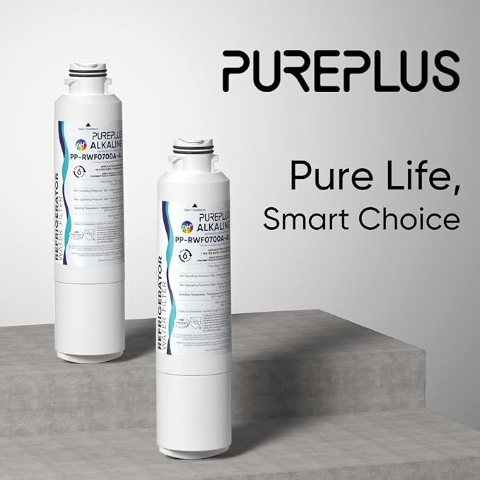 PUREPLUS Alkaline DA29-00020B Replacement for Samsung DA29-00020A/B, DA29-00020B-1, RF28HMEDBSR, RF263BEAESR, RFG297HDRS, HAF-CIN/EXP, RF4287HARS, 469101, RWF0700A Refrigerator Water Filter, 2PACK