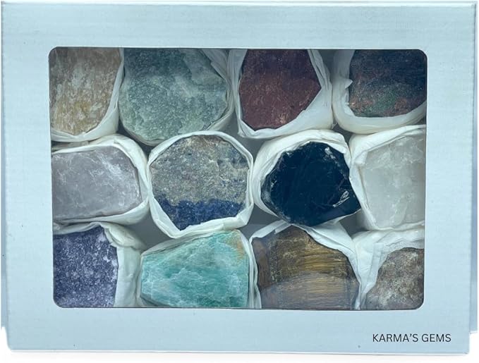 Multi, Crystal Flats, Mineral Flats, Natural Raw Crystals for Tumbling, Cabbing, Rock Tumbler for Kids, Treasure Box, Party Favors, Crystal Growing Kit, Gifts for Him, Minecraft
