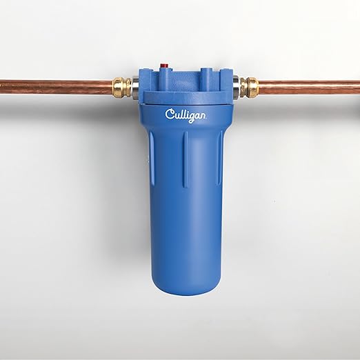 Culligan HF-150A Whole House Water Filter Housing - 3/4" Inlet/Outlet, Standard Duty, Sediment Water Filtration System, UV-Resistant Opaque Design, Pressure Relief Valve, NSF Certified