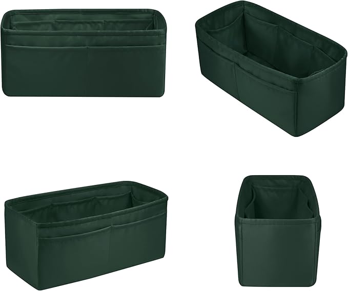 Purse Organizer Insert for Birkin 25, Lightweight & Soft Satin Organizer Insert with Pockets for Woman Bags, Ideal for Travel, Shopping, and Daily Use, Multicolor Options(Vert Anglais, BK25 Retourné)
