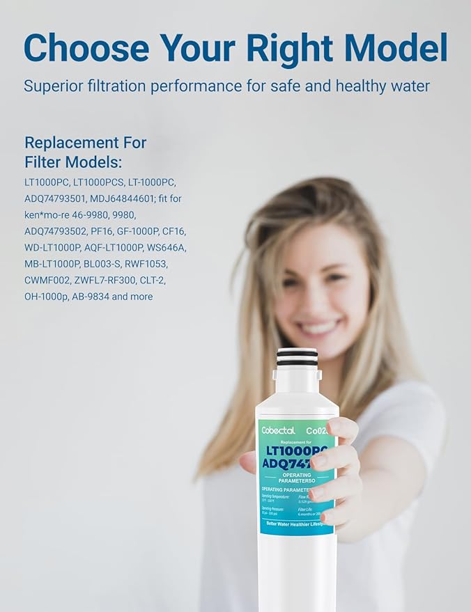 ADQ747935 Water Filter Replacement for LG LT1000P/PC/PCS ADQ74793501 ADQ74793502 MDJ64844601 LMXS28626S LRFLC2706S LFXS26973S LT-1000PC LFXC22526S LHFS28XBS LHFS28XBS Water Filter | 4pack | Cobectal