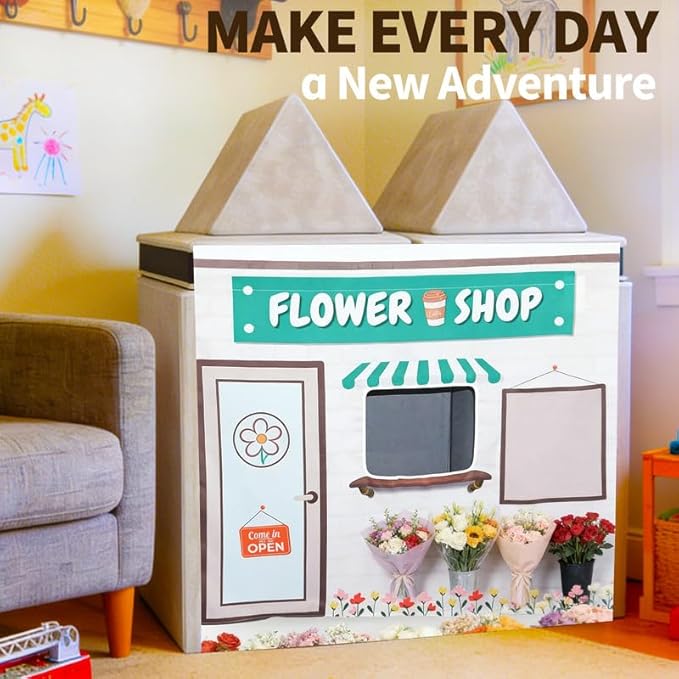 Play Couch Panels – Flower Shop Scene Foam Modular Sofa Panels with Adjustable, Soft Couch Accessories for Creative Arrangements,33.5×37in