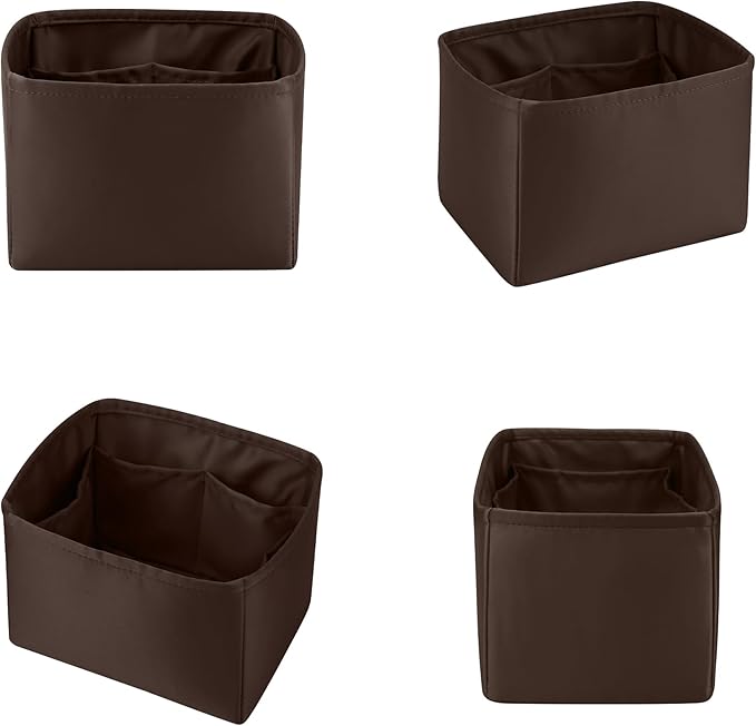 Purse Organizer Insert for Luxury Bag, Lightweight & Soft Satin Fabric with Pockets, Ideal for Travel, Shopping, and Daily Use, Multicolor Options, Fits Picotin 18(Chocolat, PC18)