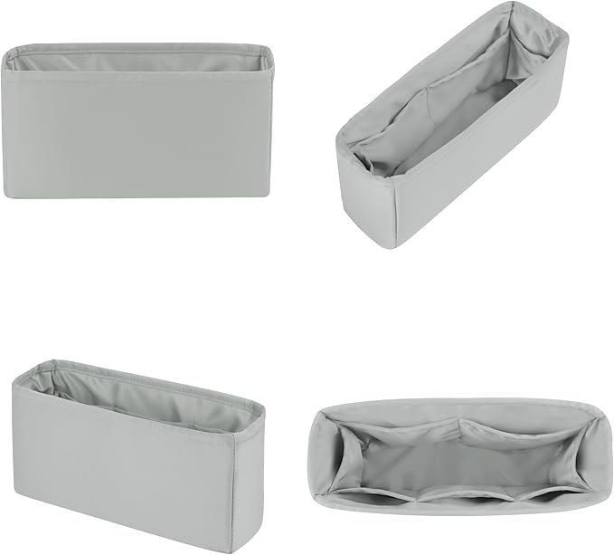 Organizer for Purse Bags, Tote HandBags Organizer with Silky Satin Compatible with Chanel 19 Jumbo, Lightweight Inner Bag for Luxury Bags (Peral Grey, Jumbo30)