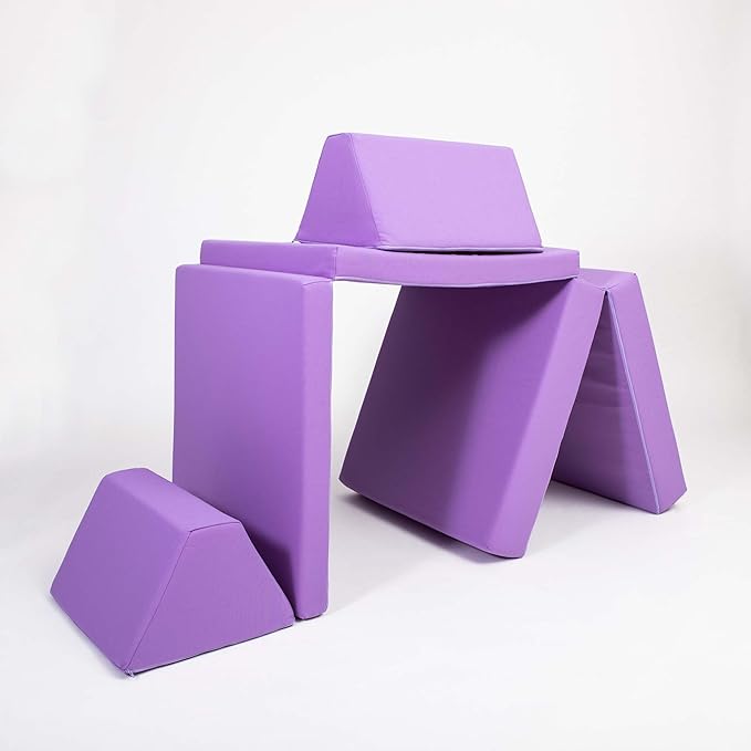 Foam Climbing Block - Kids Couch - Foldable Mattress - Sleepover Mattress - Foam Blocks - Activity Play Mattress Set (Purple)
