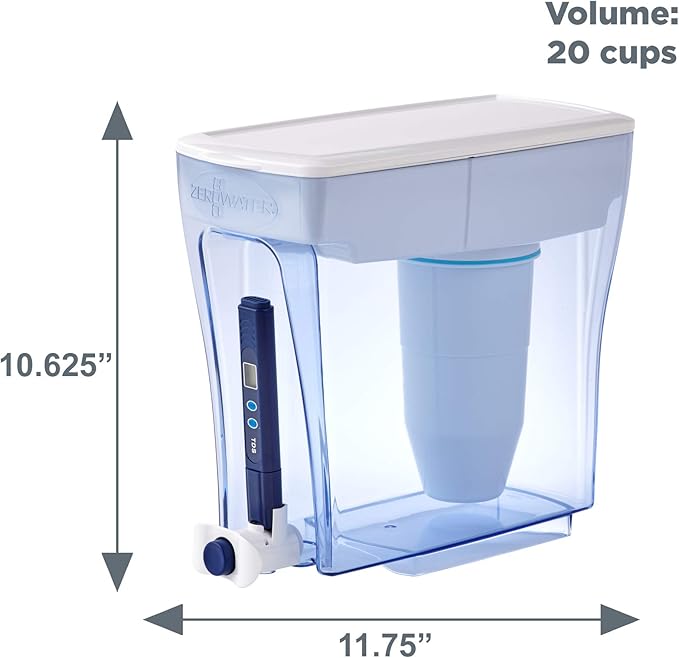ZeroWater 10-Cup and 20-Cup 5-Stage Water Filter Pitchers/Dispensers with 0 TDS