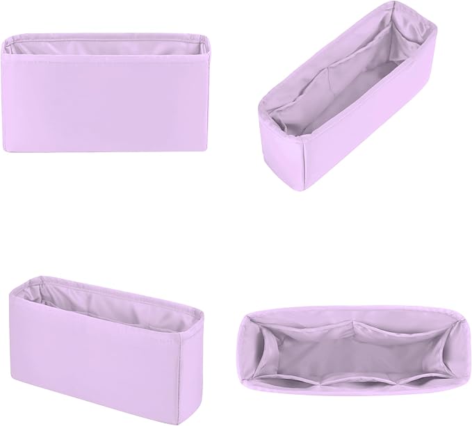 Classic Flap Bag Organizer Insert, Purse Organizer Insert Compatible with Chanel Classic Flap Mini, Lightweight Purse Divider with Pockets (Plum, CF Mini)