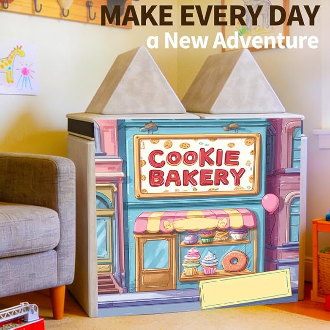Play Couch Panels – Lilly Stained Glass Cookie Bakery Inspired Foam Modular Sofa Panels with Adjustable, Soft Couch Accessories for Creative Arrangements, 33.5×37in