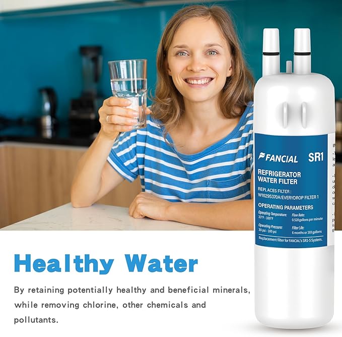 Fancial Refrigerator Water Filters Replacement for Whirlpool, Maytag, KitchenAid-Compatible with EDR1RXD1,W10295370A, Filter 1, WHR1RXD1,6-Month Long Life,three-pack