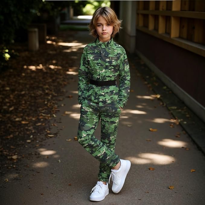 Colorful House Kids Army Costume Unisex Soldier Dress up for Halloween Role Play