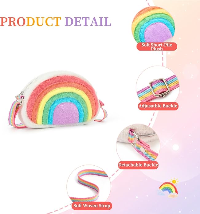 Toddler Purse Easter Basket Stuffers Gifts for Kids: 2 3 4 5 6 7 8 Year Old Girl Birthday Gift, Rainbow Crossbody Bag