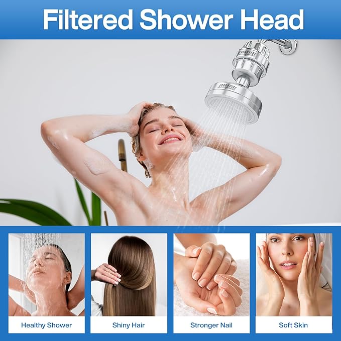 Urbanvibe Luxury Filtered Shower Head Set 20+3 Stage Shower Filter for Hard Water - Removes Chlorine and Harmful Substances - Showerhead Filter High Output