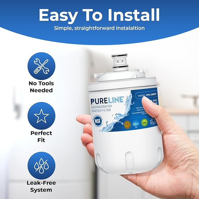 Pureline UKF7003 Replacement for Maytag UKF7003, UKF7002AXX, Whirlpool EDR7D1, UKF7003AXX, UKF7002, 7003AXXP, UKF7001AXX, UKF6001AXX, UKF5001, EveryDrop Filter 7, Refrigerator Water Filter (3 Pack)