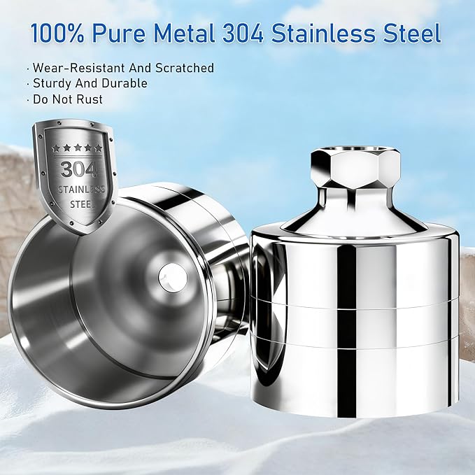 Vitamin C Larger Premium Metal Shower Filter, 304 stainless steel material, Clean Soft Water, Remove 99% Chlorine, Improve Your Skin, Easy to Install, KMF00D (Sea)