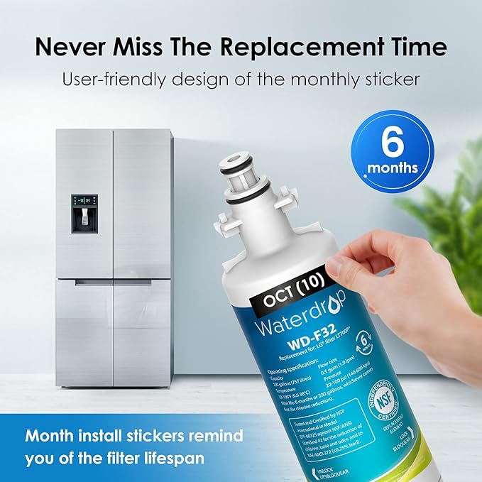 Waterdrop 469690 ADQ36006101 Refrigerator Water Filter, Replacement for LG® LT700P® 5 Pack