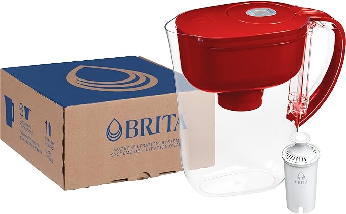 Brita Metro Water Filter Pitcher with SmartLight Change Indicator, BPA-Free, Replaces 1,800 Plastic Water Bottles a Year, Lasts Two Months, Includes 1 Filter, Small - 6-Cup Capacity, Fiery Red