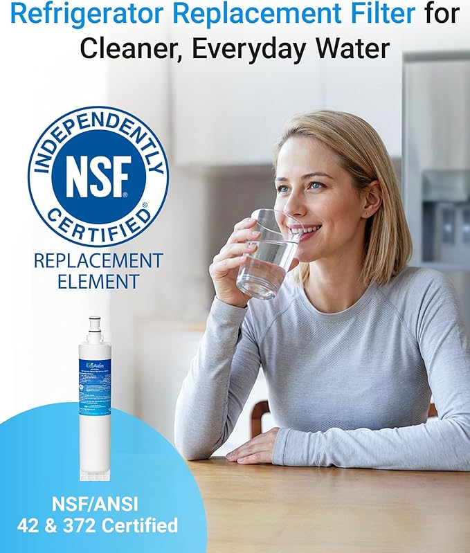 EcoAqua 4396508 Refrigerator Water Filter, Replacement for Everydrop® Filter 5, EDR5RXD1, Whirlpool® WF-NLC240V, 4396510, NLC240V, PNL240V, 4396508p, 4396547, 4392857, LC400V, 3-Pack