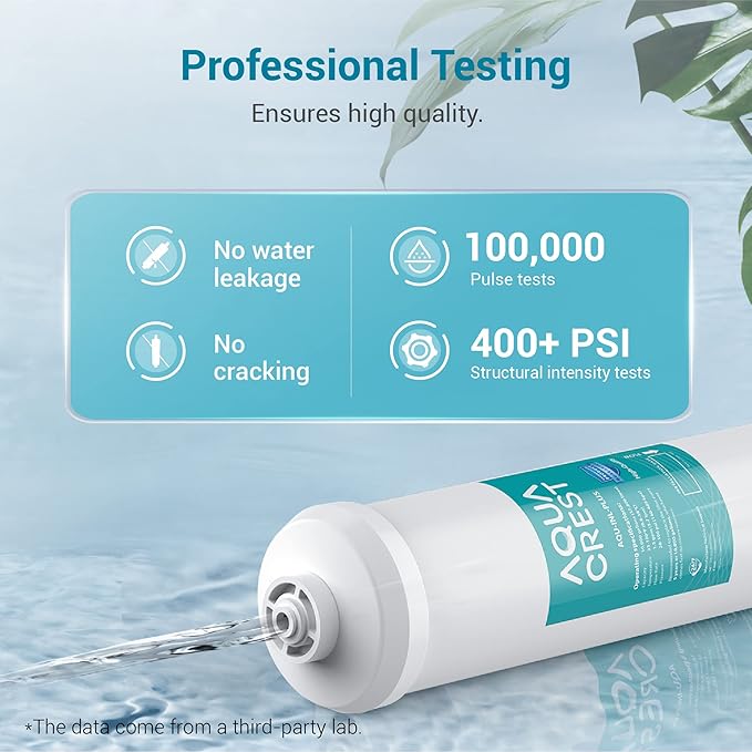 AQUA CREST INL-PLUS 5 years Inline Water Filter for Refrigerator and Ice Maker, High Capacity, 1/4-Inch Direct Connect Fittings, Easy Installation, Reduces Chlorine, Sediment, Bad Taste & Odor