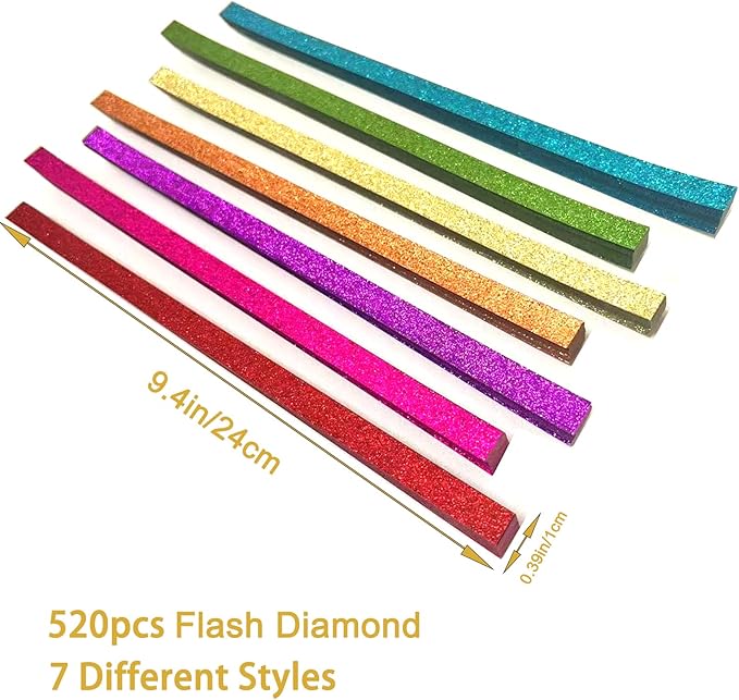 520 Sheets Flash Diamond Origami Star Paper Strips 7 Different Styles Glitter Lucky Paper Stars Strips for DIY Handmade Crafts
