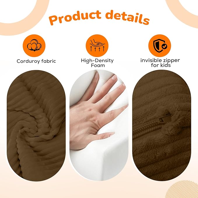 MeMoreCool Toddler Couch, 2-in-1 Corduroy Kids Couch Fold Out to Lounger, Comfy Toddler Chair for 1-3 Year Old, Soft Foam Kids Sofa with Washable Cover for Playroom and Bedroom, Brown