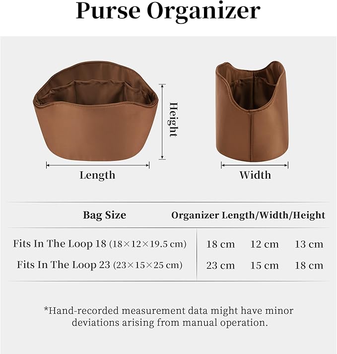 Purse Organizer Insert for In The Loop 18/23, Satin Bag Organizer Compatible with Hermes Bags, Lightweight Women Purse Essentials, Soft Touch Inner Liner with Multiple Pockets(Gold, Loop 23)