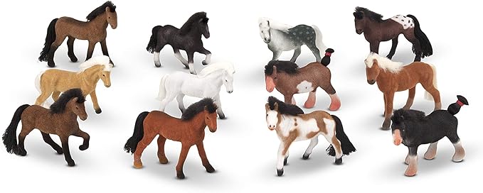 Melissa & Doug Pasture Pals - 12 Collectible Horses with Wooden Barn-Shaped Crate