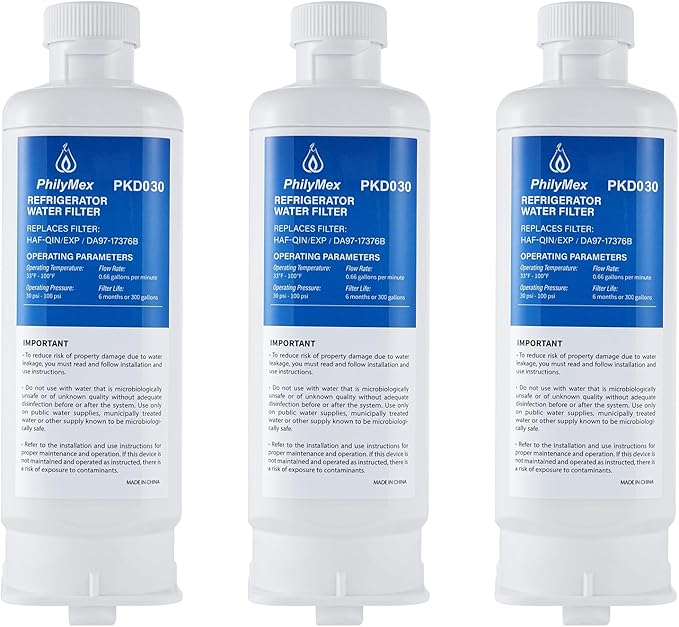 (3 Pack) DA97-17376B Water Filter for Sam&sung RF23R6201SR(/AA), RF27T5241SR(/AA), RF27T5501SR(/AA), RF29A9671SR(/AA), RS27T5200SG(/AA), RF29A9771SR(/AA) Replacement.