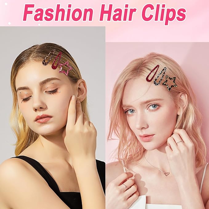 32Pcs Star Hair Clips Y2k Hair Clips Goth Leopard Metal Hair Clip for Thin Thick Curly Long Short Hair Bulk Cute Hair Barrettes Kawaii Snap Hair Pins Y2k Hair Accessories for Women Girls Styling Tools