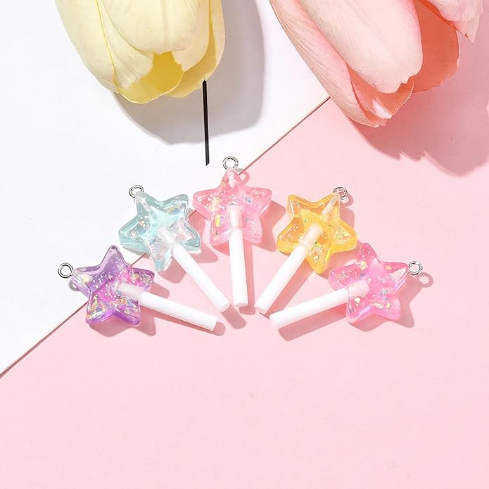5-10Pcs Luminous Translucent Resin Charms Pendants for Jewelry Making, Round Dinosaur Heart Star lollipop Shape Glow in the Dark Charms for Bracelets Necklaces Earrings Keychains Crafting