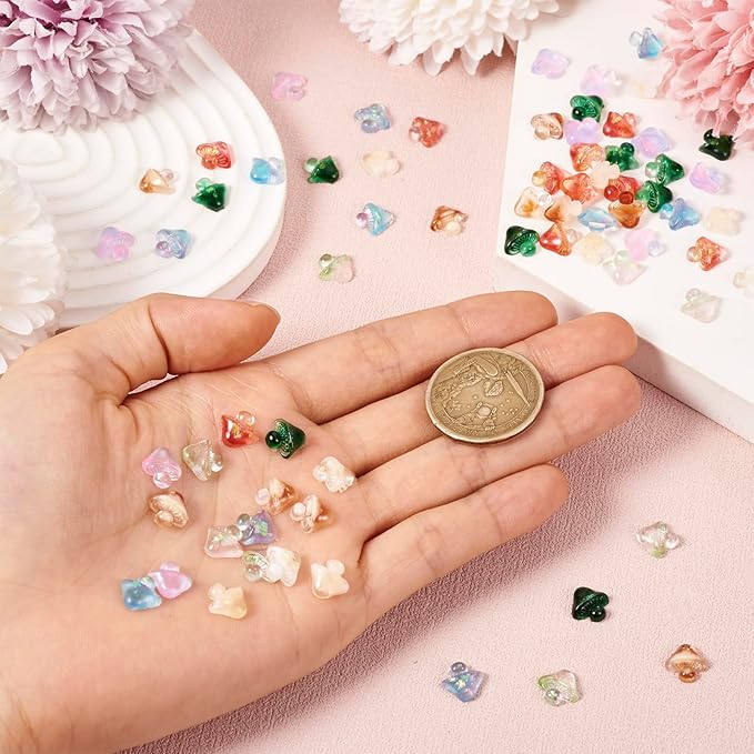 70Pcs Luminous Mushroom Charms Glow in The Dark Mushroom Resin Flatback Cabochons Mushroom Nail Charms for Women Manicure Crafts Scrapbooking Hairpin Decoration