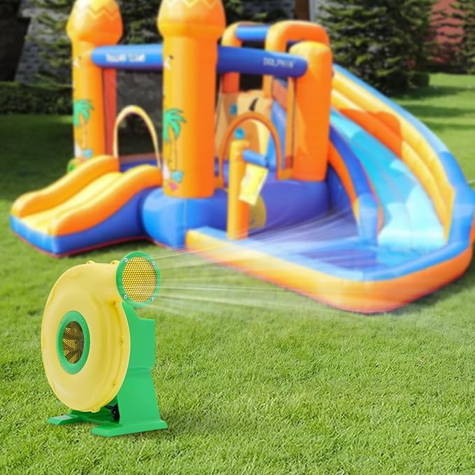 Bounce House Blower, 1100W 1.5HP Air Blower Commercial Electric Blower for Inflatable 3250rpm IP24 Low Noise Portable Fan Pumpfor Water Slide Jumper Bouncy Castle