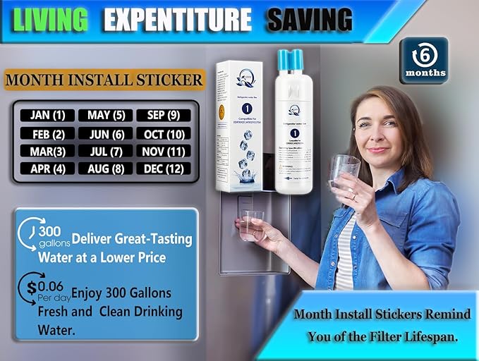 W10295370A Water Filter Replacement Compatible for Whirlpool EDR1RXD1, Everydrop Filter 1, W10295370, W10276924, WHR1RXD1, KAD1RXD1, P4RFWB, P5WB2L, P8WB2L, P8RFWB2L, 46-9930, 46-9081(4 Pack)