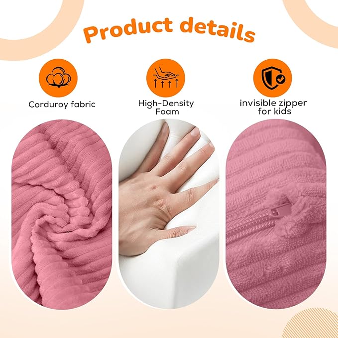MeMoreCool Corduroy Pink Kids Chair, 2-in-1 Kids Couch Fold Out to Lounger for Girls, Comfy Foam Sofa for 1-3 Year Old with Washable Cover for Playroom and Bedroom | Playroom Seating