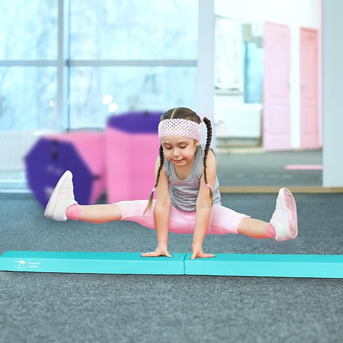 Kangaroo Hoppers Folding & Adjustable Balance Gymnastics Beam for Kids Ages 3-12, Extra Firm Floor Beam for Beginners and Professionals Home Training Equipment with Anti-Slip Foot, 8FT / 40 Inch