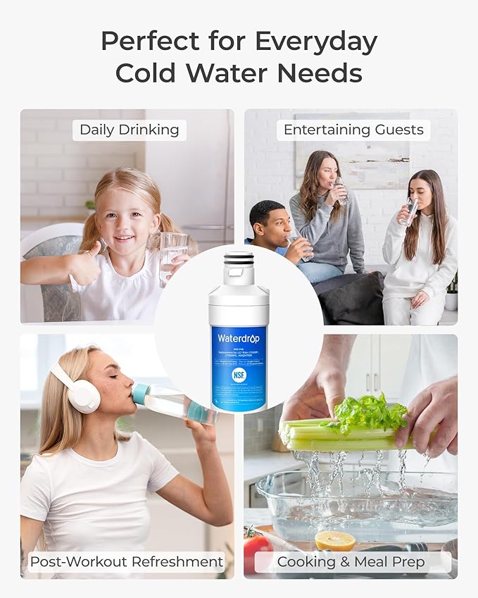 Waterdrop LT1000PC ADQ747935 MDJ64844601 Refrigerator Water Filter, Replacement for LG® LT1000P®, ADQ74793501, ADQ74793502, Kenmore 46-9980, 9980, Pack of 2