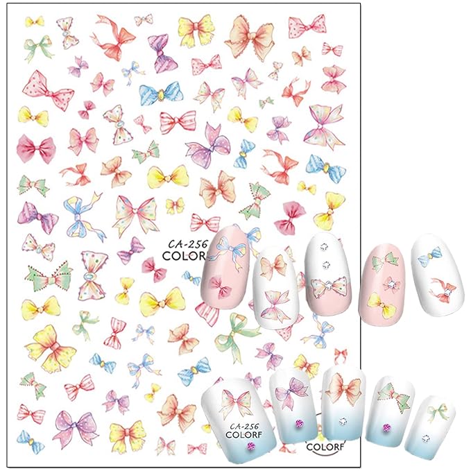Nail Art Adhesive Sticker Holographic Cake Candy Rose Bow-knot Lips Ballet Gesture Nail Art Decals Design 3D Nail Art Supplies for Women Girls Manicure Tips Charms Decorations DIY Nail Decal(6 Sheets)