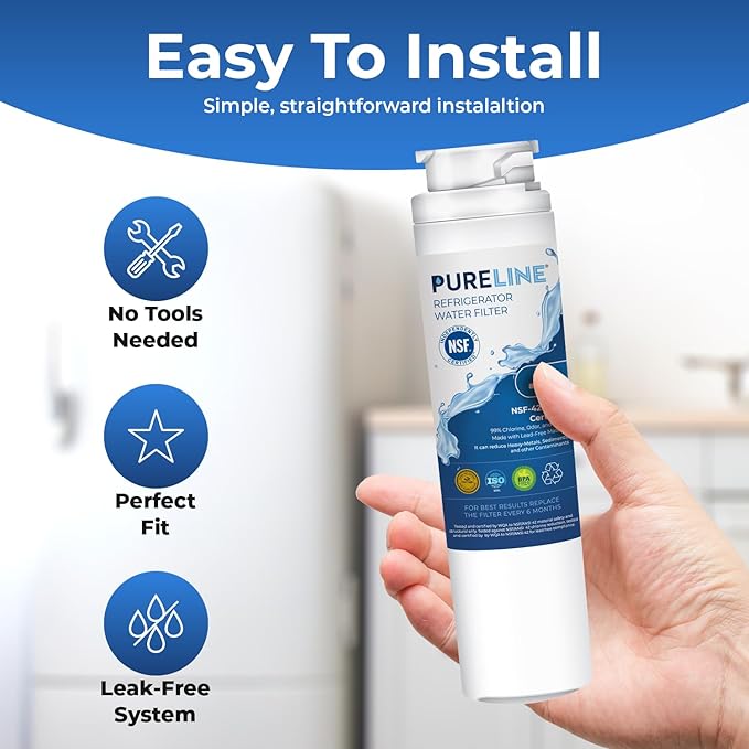Pureline MSWF Replacement for GE MSWF, RWF1500A, 101820A, 101821B Refrigerator Water Filter - Reduces Bad Taste & Odor (3 Pack)