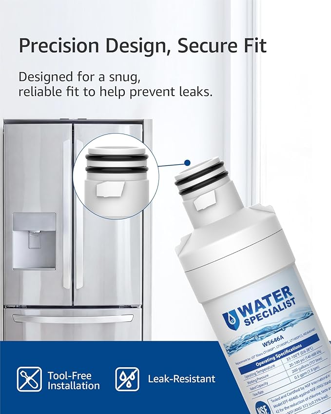 Waterspecialist LT1000PC ADQ747935 Replacement for LG® LT1000P®, LT1000PCS, LFXC24796S, LMXS28626S, LFXS26973S, ADQ74793501, ADQ74793502, 46-9980, 9980 Refrigerator Water Filter, Pack of 3