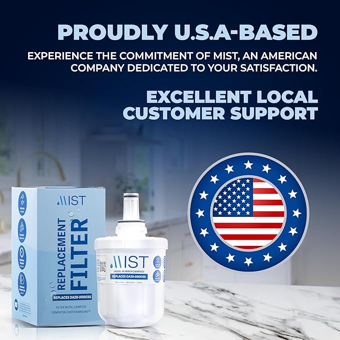 Mist DA29-00003G Refrigerator Water Filter Replacement for Samsung DA29-00003F, HAFCU1, Aqua-Pure Plus, Kenmore HAFIN1 – NSF 42 & 372 Certified – 2 Pack
