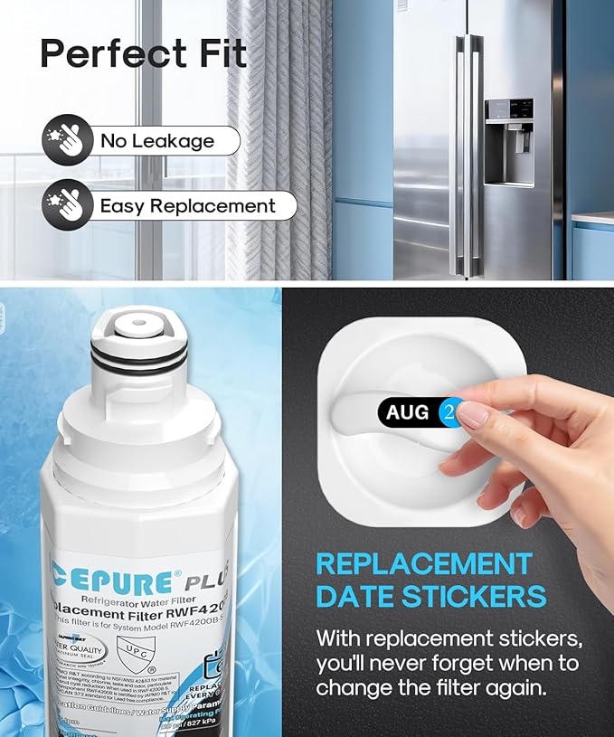 ICEPURE PLUS DA97-17376B NSF/ANSI 53 & 42 Certified Refrigerator Water Filter, Remove Lead, Replacement for Samsung HAF-QIN/EXP, DA97-08006C, RS22T5201SR, RF28R7201SR, RF28R7351SG RF32CG5400SR, 3PACK