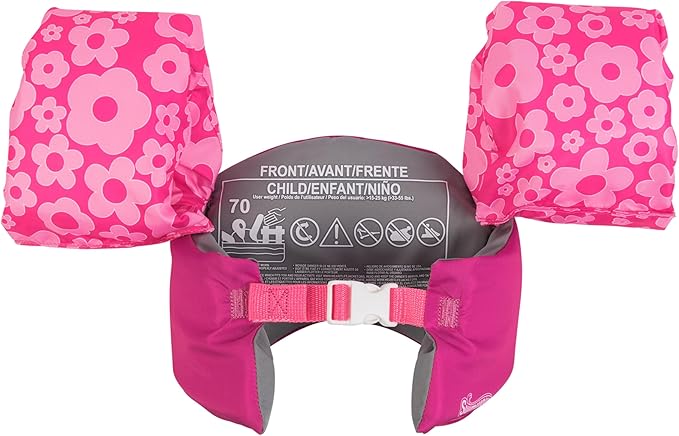 SwimWays Barbie Swim Trainer, US Coast Guard Approved Life Vest, Kids Swim Vest and Swimming Aid, Arm Floaties & Life Jackets for Kids 33-55 lbs