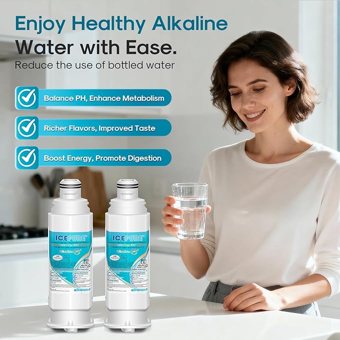 ICEPURE Alkaline DA97-17376B Refrigerator Water Filter Replacement for Samsung HAF-QIN/EXP, DA97-08006C, WD-F45, WS645A RS27T5200SR RS22T5201SR RF28R7201SR RF32CG5400SR RF23M8070SG, Enhances PH, 1Pack